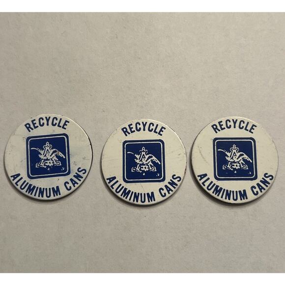 Vintage Lot Of 6 Budweiser Anheuser Busch Magnets Bud Man Recycle #1 - Picture 4 of 4